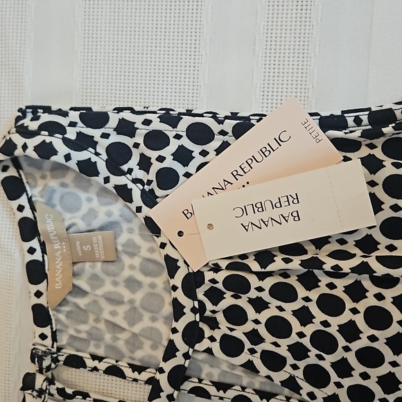 NWT Banana Republic black & white geometric print cut out maxi dress size PS - Picture 7 of 12